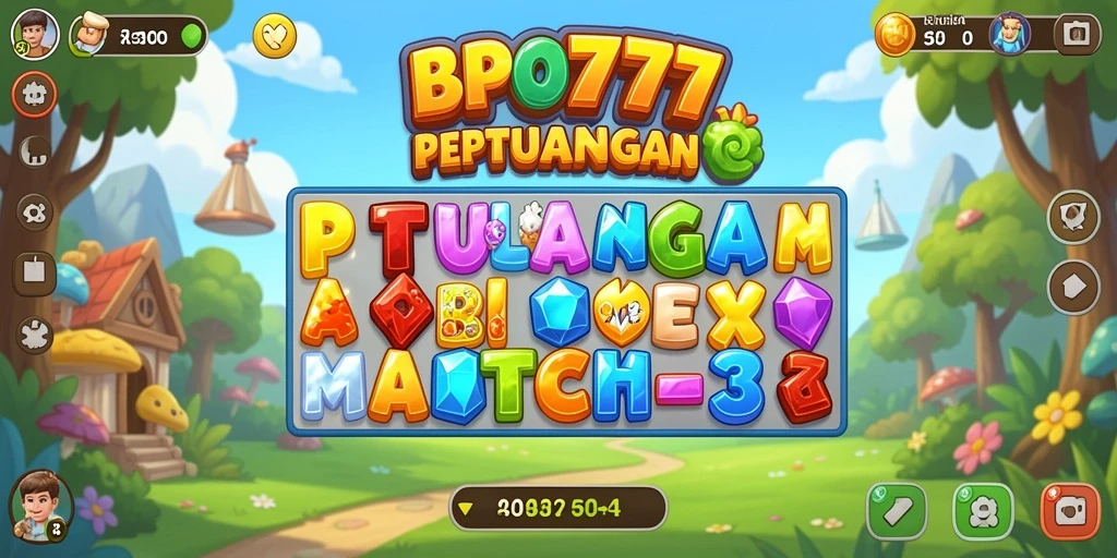 Screenshot gameplay menunjukkan kombinasi permata dalam BPO777.