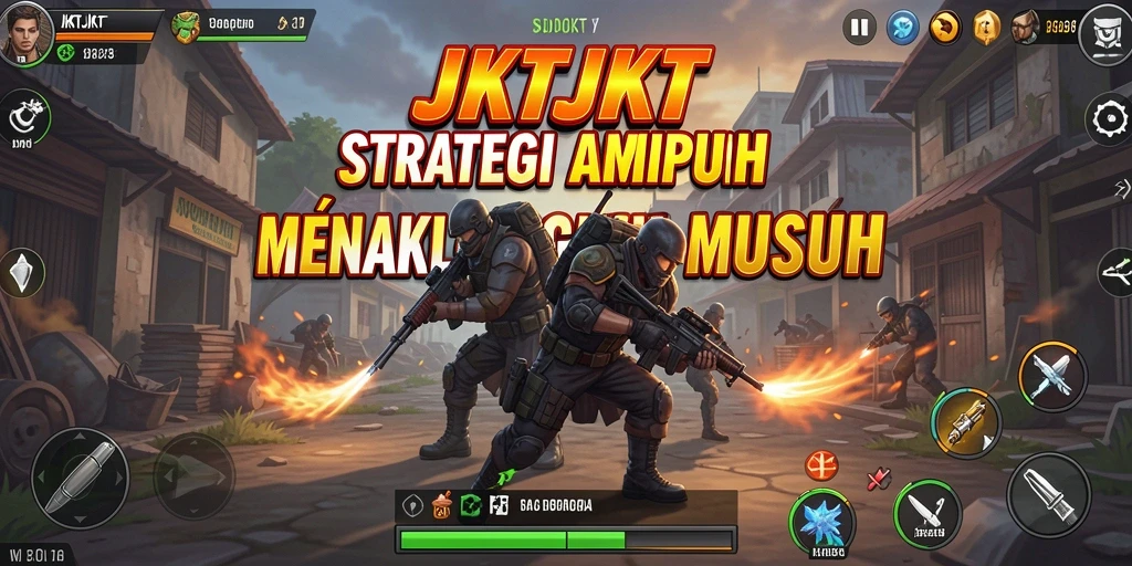 Screenshot gameplay JKTJKT yang menampilkan pertempuran strategi yang intens.