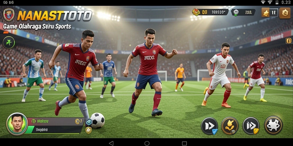 Screenshot NANASTOTO menampilkan aksi seru di lapangan olahraga.
