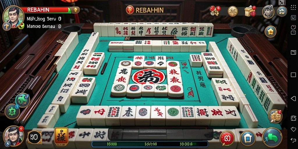 Tampilan utama gameplay Mahjong di REBAHIN yang menarik.