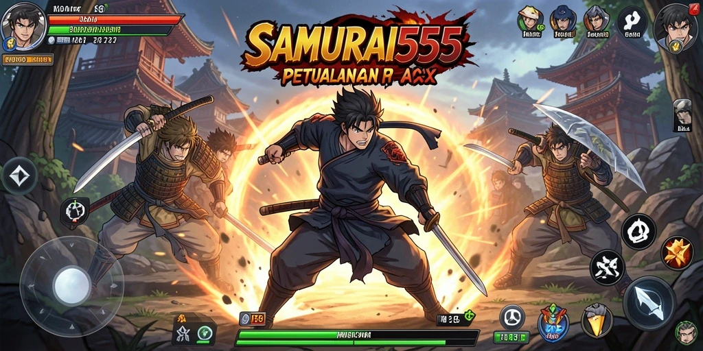 Screenshot gameplay SAMURAI555 yang menampilkan karakter Anime beraksi.