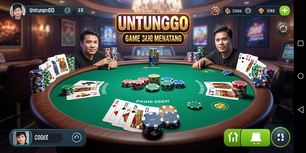 Screenshot UNTUNGGO menampilkan aksi poker yang seru dan asyik.
