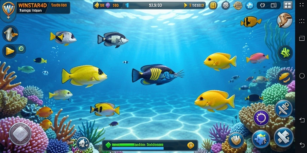 Tampilan gameplay WINSTAR4D menampilkan aksi menangkap ikan yang seru.