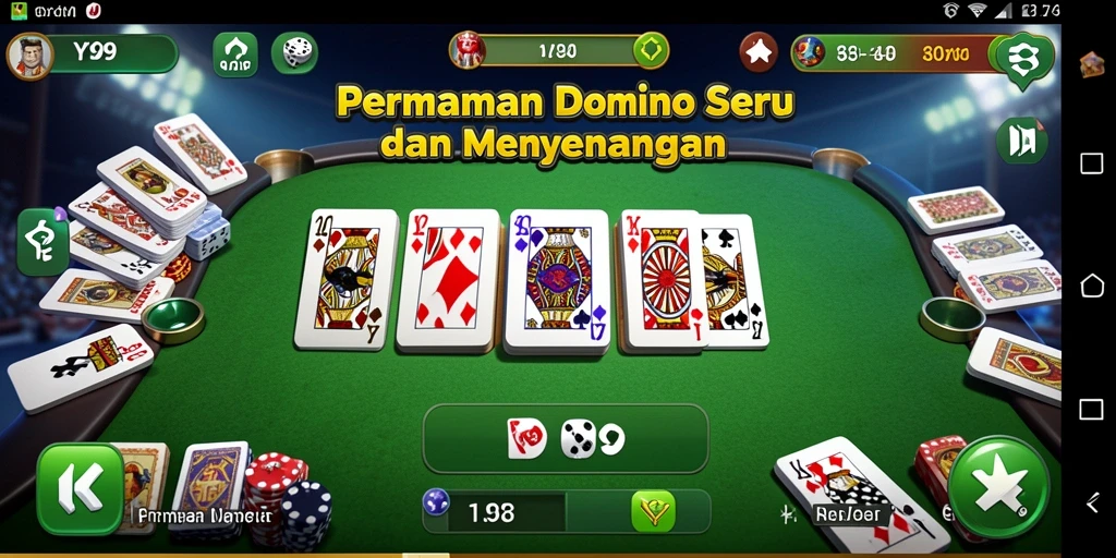 Tampilan permainan Domino seru di Y89 dengan grafis yang menarik.